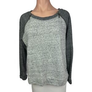 DKNY Woman's Pullover Sweater Top Gray Size L Cotton/Polyester Long Sleeves